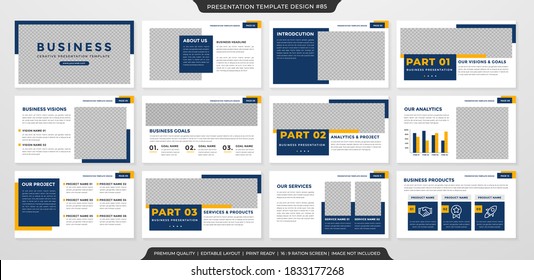 set of business presentation template with clean style and minimalist concept use for annual report and business profile