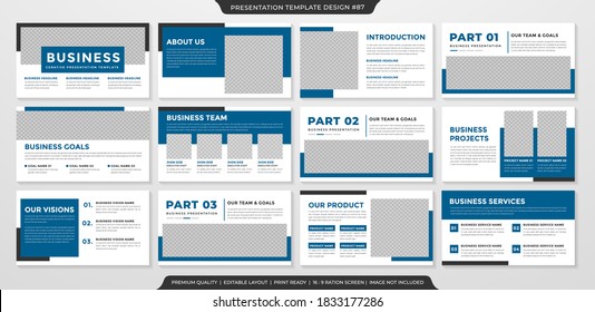 set of business presentation template with clean style and minimalist concept use for annual report and business profile