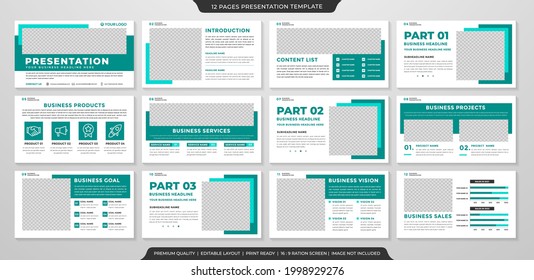 set of business presentation template design with clean style and minimalist layout