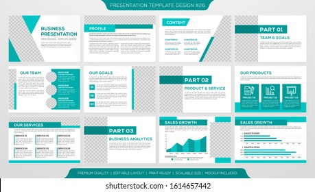 set of business presentation template with minimalist style and modern layout use for annual report and business profile