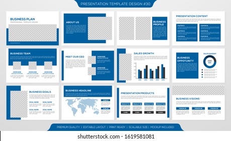 set of business presentation template with minimalist layout and modern concept, use for business profile and annual report