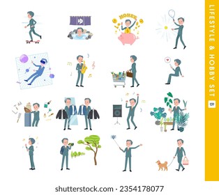 A set of business president man about hobbies and lifestyle.type B.It's vector art so easy to edit.