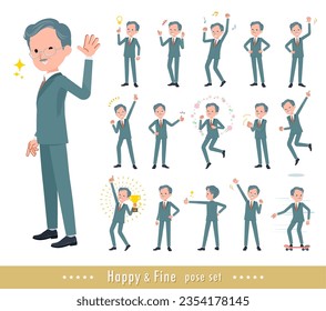 A set of business president man in a cheerful pose.It's vector art so easy to edit.