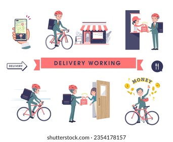 A set of business president man doing delivery work.It's vector art so easy to edit.