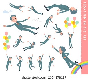 A set of business president man floating in the air.It's vector art so easy to edit.