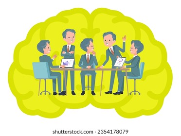 A set of business president man having an intracerebral meeting.It's vector art so easy to edit.
