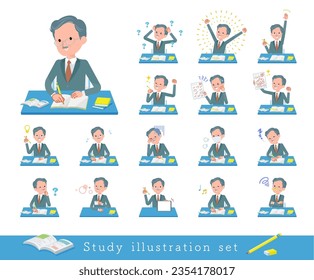 A set of business president man on study.It's vector art so easy to edit.