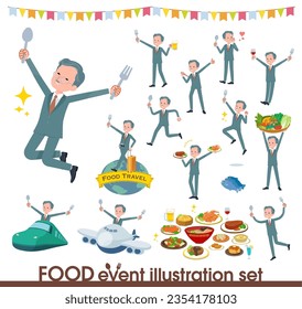 A set of business president man on food events.It's vector art so easy to edit.