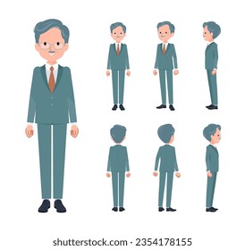 A set of business president man standing.Front, side and back angles.It's vector art so easy to edit.