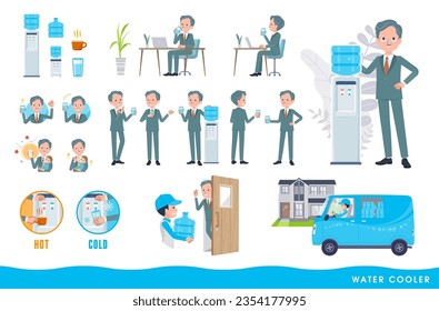 A set of business president man and water cooler.It's vector art so easy to edit.