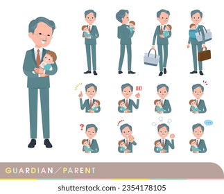 A set of business president man who are guardian of baby.It's vector art so easy to edit.