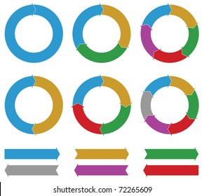 Set of Business process diagrams, circles and arrows