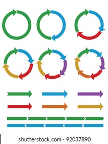 Set of Business process diagrams, circles and arrows