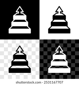 Definir ícone de infográfico do gráfico de pirâmide comercial isolado em preto e branco, fundo transparente. Elementos gráficos de estágios piramidais.  Vetor