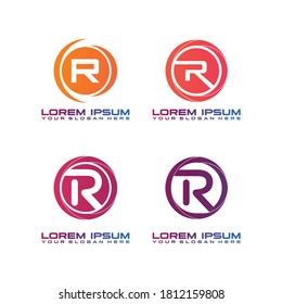 set of business R letter logo design vector