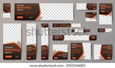 set of business red background for web ad banner template with text and image spaces. vector