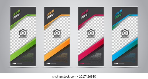 Set of Business Roll Up Banner with 4 Variant Colors. Vector Illustrations.