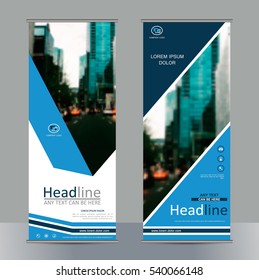 Set business roll up banner with geometric shapes. Abstract composition. City building image for brand flag. Info banner template. Interesting vector illustration. Cover design. Vertical flyer