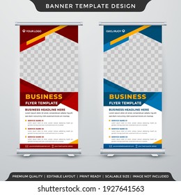 set of business roll up banner template design with abstract background use for business display and presentation