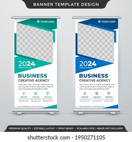 set of business roll up banner template design with abstract background use for business display and presentation