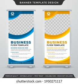 set of business roll up banner template design with abstract background use for business display and presentation