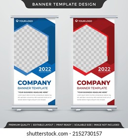 set of business roll up banner template design with abstract background use for business display and presentation	