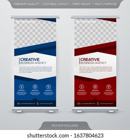 set of business rollup banner with abstract background and minimalist concept template use for promotion kit and publication ads 