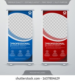 set of business rollup banner with abstract background and minimalist concept template use for promotion kit and publication ads 
