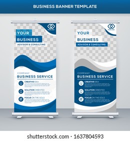 set of business rollup banner with modern style and minimalist concept template use for promotion kit and publication ads 