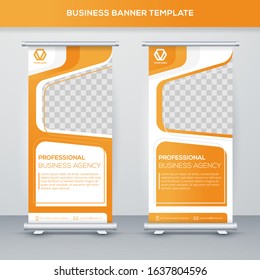 set of business rollup banner with modern style and minimalist concept template use for promotion kit and publication ads 