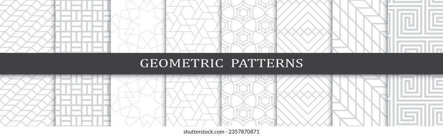 Set of business seamless patterns. Abstract business  graphic design print pattern. Seamless geometric gray lines business pattern.