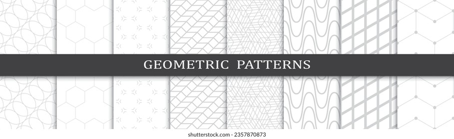 Set of business seamless patterns. Abstract business  graphic design print pattern. Seamless geometric gray lines business pattern.