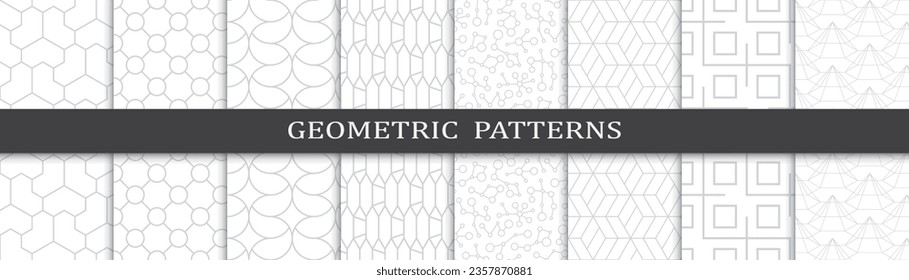 Satz von nahtlosen Mustern für Unternehmen. Abstraktes Design für Geschäftsgrafiken. Nahtlose geometrische graue Linien Geschäftsmuster.