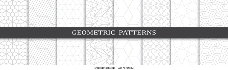 Set of business seamless patterns. Abstract business  graphic design print pattern. Seamless geometric gray lines business pattern.