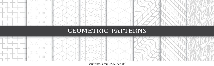 Set of business seamless patterns. Abstract business  graphic design print pattern. Seamless geometric gray lines business pattern.