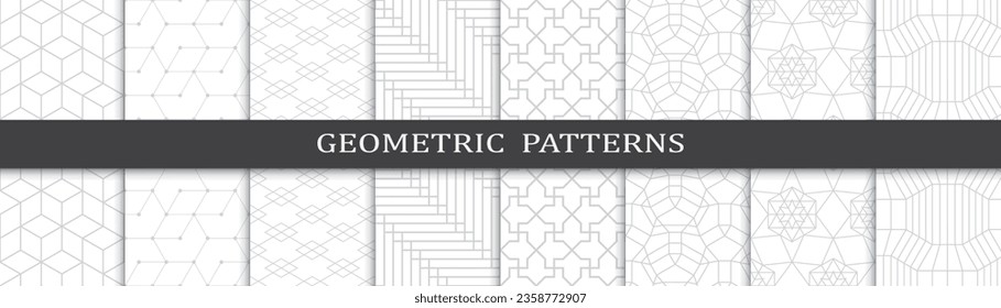 Set of business seamless patterns. Abstract business  graphic design print pattern. Seamless geometric gray lines business pattern.