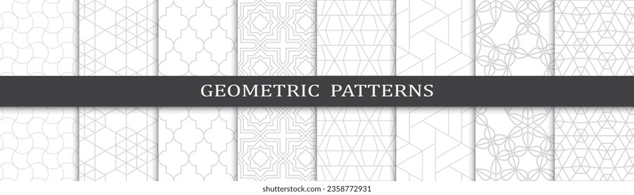 Conjunto de patrones de negocio sin fisuras. Resumen de diseño gráfico de negocios patrón de impresión. Patrón de negocio de líneas grises geométricas sin foco.