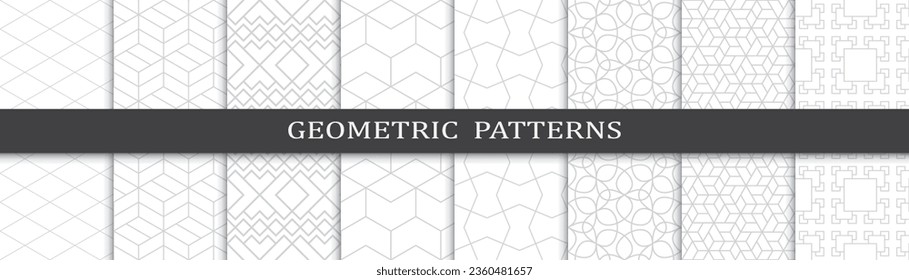 Set of business seamless patterns. Abstract business  graphic design print pattern. Seamless geometric gray lines business pattern.