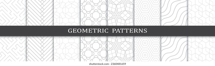 Conjunto de patrones de negocio sin fisuras. Resumen de diseño gráfico de negocios patrón de impresión. Patrón de negocio de líneas grises geométricas sin foco.