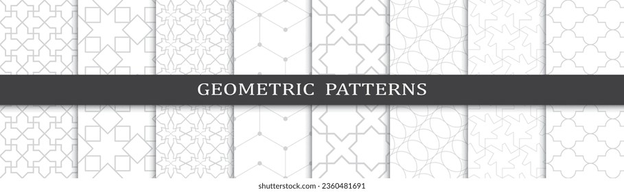 Conjunto de patrones de negocio sin fisuras. Resumen de diseño gráfico de negocios patrón de impresión. Patrón de negocio de líneas grises geométricas sin foco.
