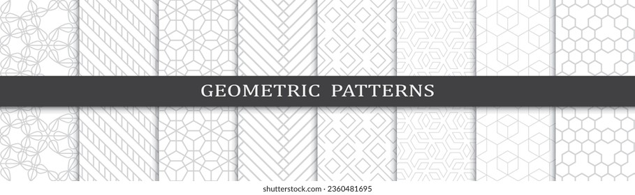 Set of business seamless patterns. Abstract business  graphic design print pattern. Seamless geometric gray lines business pattern.