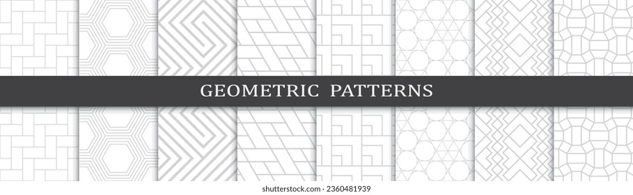 Conjunto de patrones de negocio sin fisuras. Resumen de diseño gráfico de negocios patrón de impresión. Patrón de negocio de líneas grises geométricas sin foco.