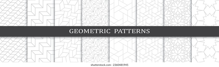 Set of business seamless patterns. Abstract business  graphic design print pattern. Seamless geometric gray lines business pattern.