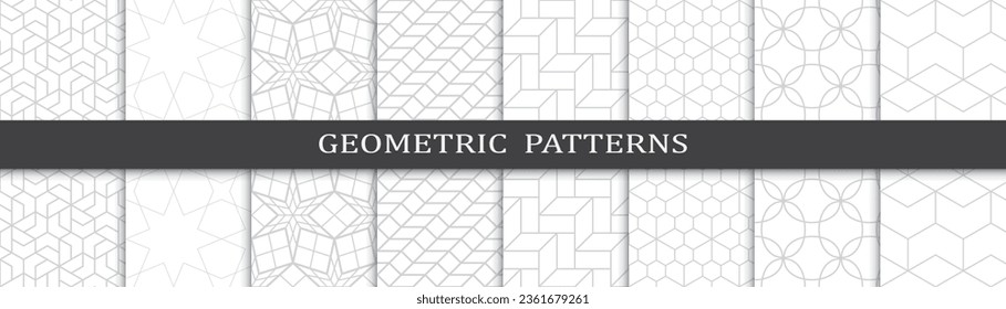 Set of business seamless patterns. Abstract business  graphic design print pattern. Seamless geometric gray lines business pattern.