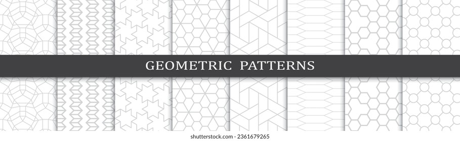 Satz von nahtlosen Mustern für Unternehmen. Abstraktes Design für Geschäftsgrafiken. Nahtlose geometrische graue Linien Geschäftsmuster.
