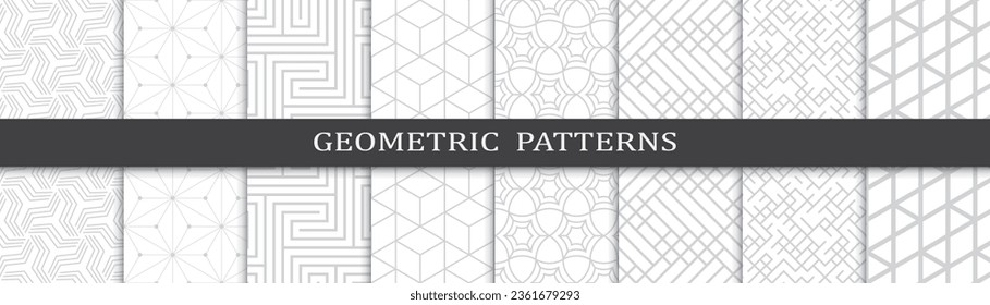 Set of business seamless patterns. Abstract business  graphic design print pattern. Seamless geometric gray lines business pattern.