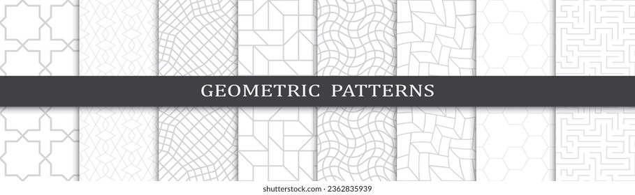 Set of business seamless patterns. Abstract business  graphic design print pattern. Seamless geometric gray lines business pattern.