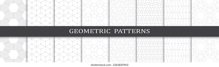 Set of business seamless patterns. Abstract business  graphic design print pattern. Seamless geometric gray lines business pattern.