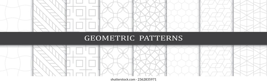 Set of business seamless patterns. Abstract business  graphic design print pattern. Seamless geometric gray lines business pattern.