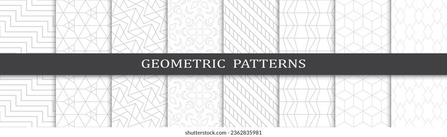 Set of business seamless patterns. Abstract business  graphic design print pattern. Seamless geometric gray lines business pattern.